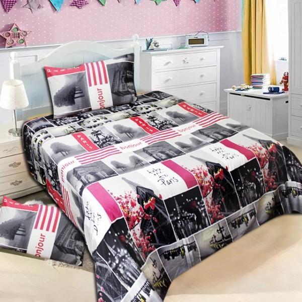 Paris - Export Quality Cotton Double Bed Sheet - 3 pc set - zeests.com - Best place for furniture, home decor and all you need