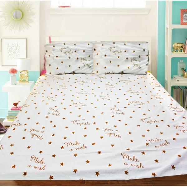 Export Cotton Double Bed Sheet With 2 Pillow cases -ecn045 - zeests.com - Best place for furniture, home decor and all you need