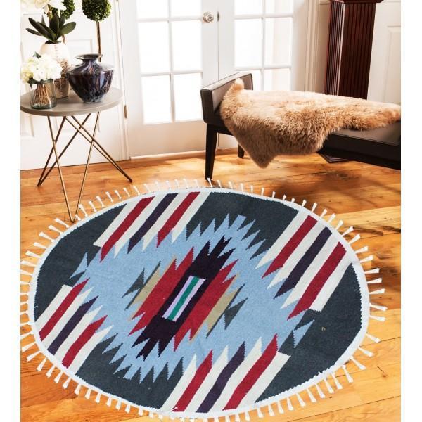 Hand-woven Woolen Rug - Round Small -fm-gkrrs1 - zeests.com - Best place for furniture, home decor and all you need