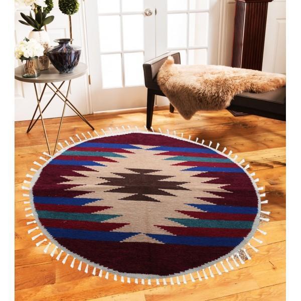 Hand-woven Woolen Rug - Round Small -fm-gkrrs9 - zeests.com - Best place for furniture, home decor and all you need