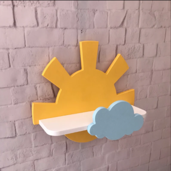 Cloudy Sun Kids Bedroom Floating Organizer Shelve Decor - zeests.com - Best place for furniture, home decor and all you need