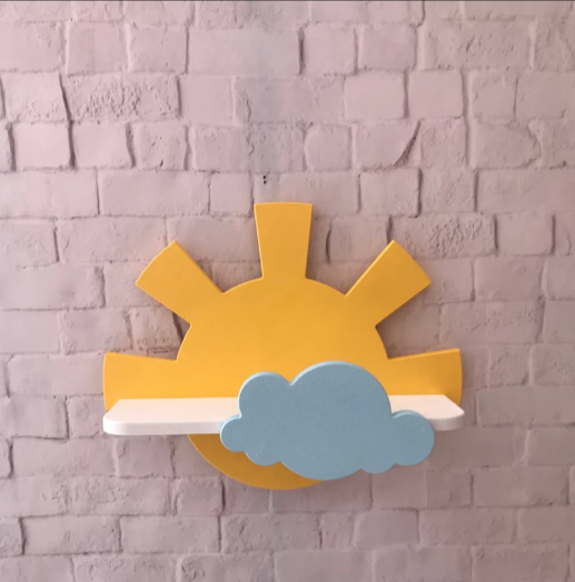 Cloudy Sun Kids Bedroom Floating Organizer Shelve Decor - zeests.com - Best place for furniture, home decor and all you need