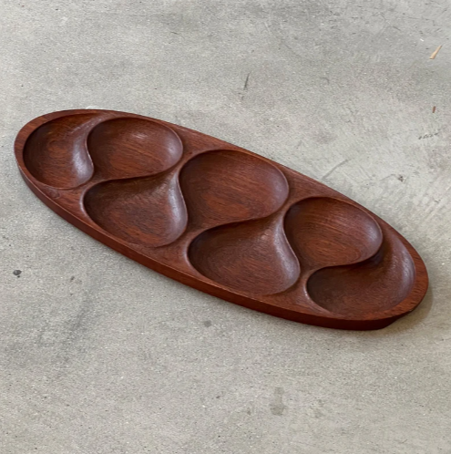 Danish Teak Solid Wood Snack Guest Kitchen Serving Tray - zeests.com - Best place for furniture, home decor and all you need