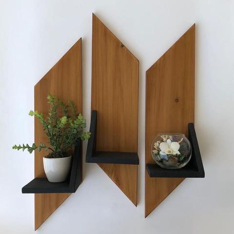 Zik Zac Wooden Lounge Living Room Organizer Shelves Decor (Set of 3) - zeests.com - Best place for furniture, home decor and all you need