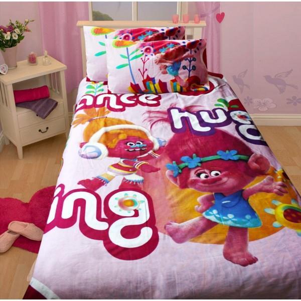 Single Kids Bed Sheet Set - Cotton Satin Fabric - Trolls - zeests.com - Best place for furniture, home decor and all you need