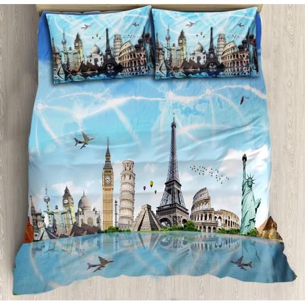 Double Kids Bed Sheet Set - Landmarks - zeests.com - Best place for furniture, home decor and all you need