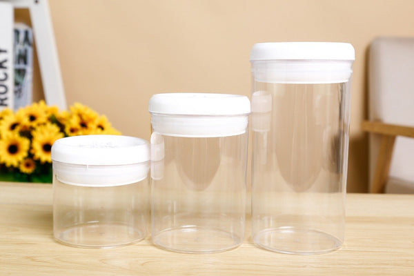 Acrylic Glass Jars with Lid - BPA Free - Pack of 3 - zeests.com - Best place for furniture, home decor and all you need