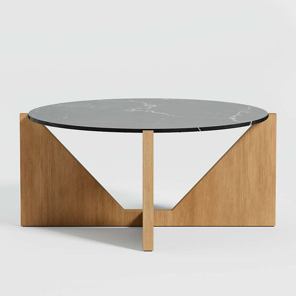 Miroee Jazz Living Lounge Round Coffee Table (Solid Wood Base) - zeests.com - Best place for furniture, home decor and all you need
