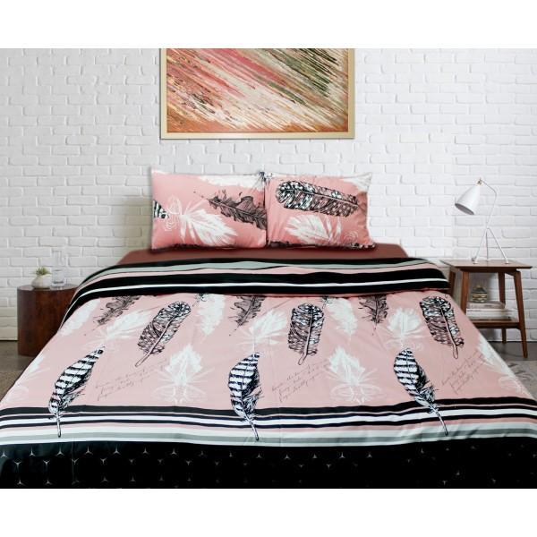 Export Quality Quilt Cover Set - 3 pcs - Pink Feathers - zeests.com - Best place for furniture, home decor and all you need