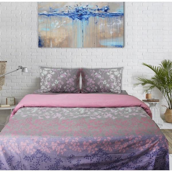 Export Cotton Quilt Cover Set - 4 pcs -  Pink and Gray Floral - zeests.com - Best place for furniture, home decor and all you need