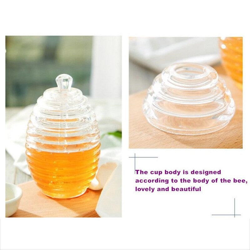 Transparent Honey Storage Jar with Beehive Style Spoon - zeests.com - Best place for furniture, home decor and all you need