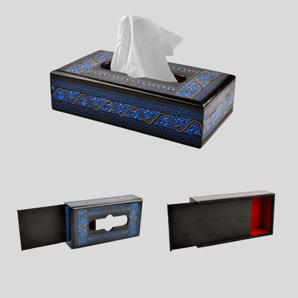 Wooden Tissue Box - Nakshi (Blue) - zeests.com - Best place for furniture, home decor and all you need