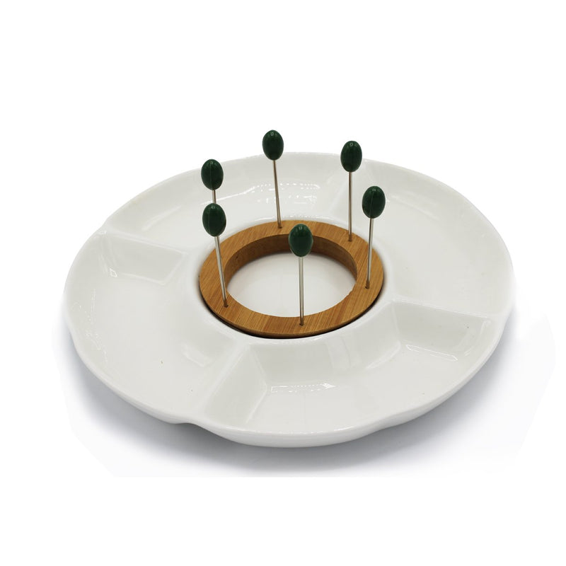 Snack Plate with 6 Forks - zeests.com - Best place for furniture, home decor and all you need