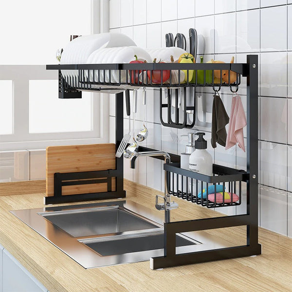 Kitchen Space Stainless Steel Dish Drying Rack (Black) - zeests.com - Best place for furniture, home decor and all you need