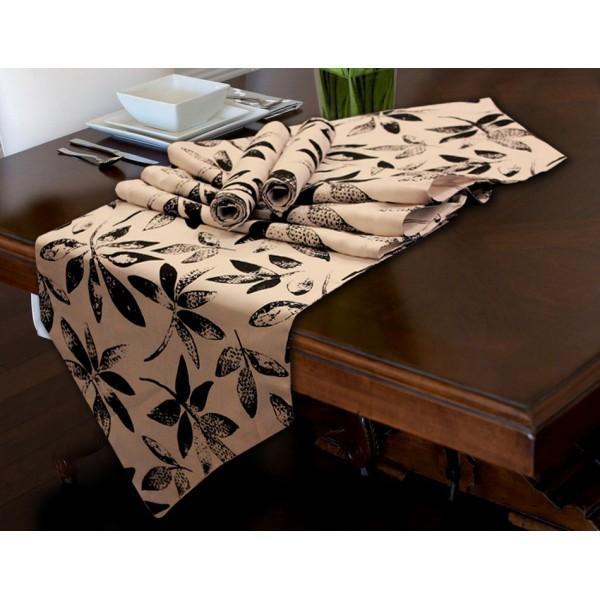 TABLE RUNNER 7 PCs SET - black leaves - zeests.com - Best place for furniture, home decor and all you need