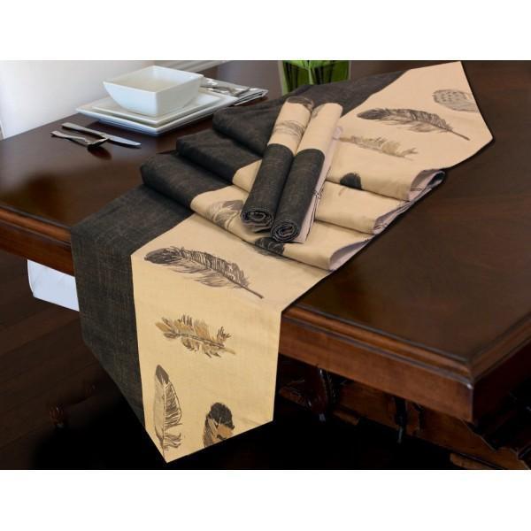TABLE RUNNER 7 PCs SET - Black Lined - zeests.com - Best place for furniture, home decor and all you need